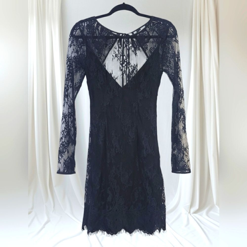 Lovers and friends long sleeve lace mini dress, small